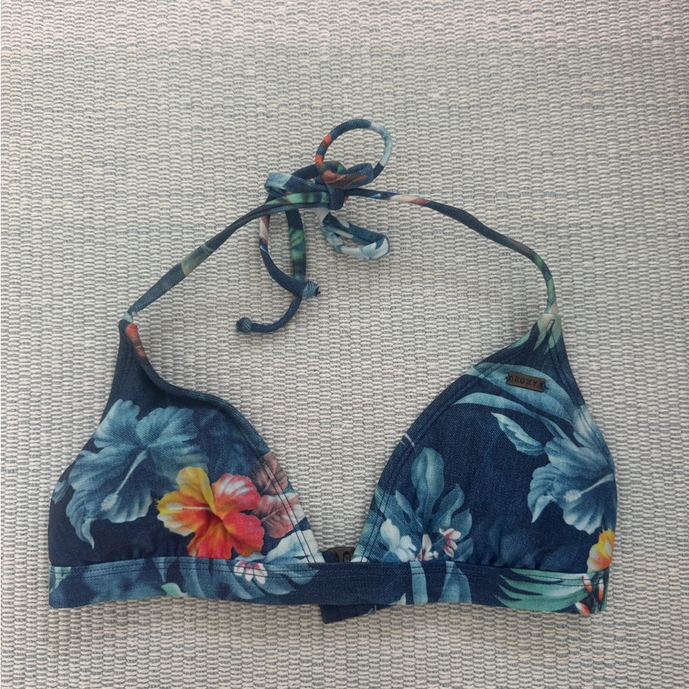 Roxy Navy and Floral Bikini Top